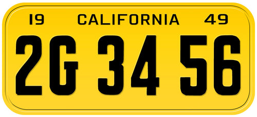 1949 CALIFORNIA LICENSE PLATE