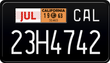 Učitajte sliku u preglednik galerije, 1963 California Motorcycle License Plate - Black License Plate with White Text