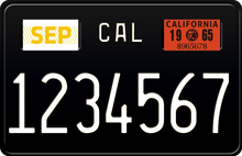 Load image into Gallery viewer, 1965 California Motorcycle License Plate - Black License Plate with White Text