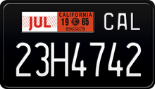 Učitajte sliku u preglednik galerije, 1965 California Motorcycle License Plate - Black License Plate with White Text