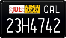 Load image into Gallery viewer, 1966 California Motorcycle License Plate - Black License Plate with White Text
