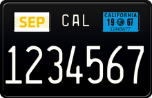 Load image into Gallery viewer, 1967 California Motorcycle License Plate - Black License Plate with White Text
