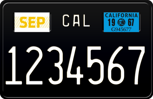 1967 California Motorcycle License Plate - Black License Plate with White Text