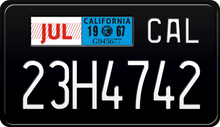 Načítať obrázok do prehliadača galérie, 1967 California Motorcycle License Plate - Black License Plate with White Text