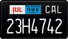 Load image into Gallery viewer, 1967 California Motorcycle License Plate - Black License Plate with White Text
