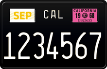 Load image into Gallery viewer, 1968 California Motorcycle License Plate - Black License Plate with White Text