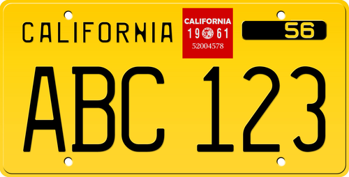 1961 CALIFORNIA LICENSE PLATE