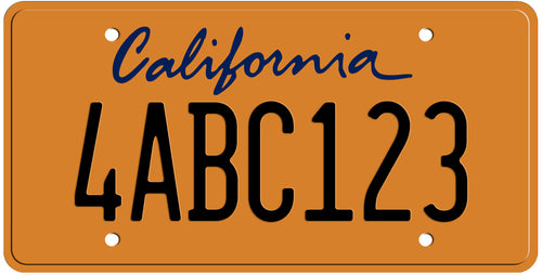CALIFORNIA YELLOW LICENSE PLATE - SHOW PLATE