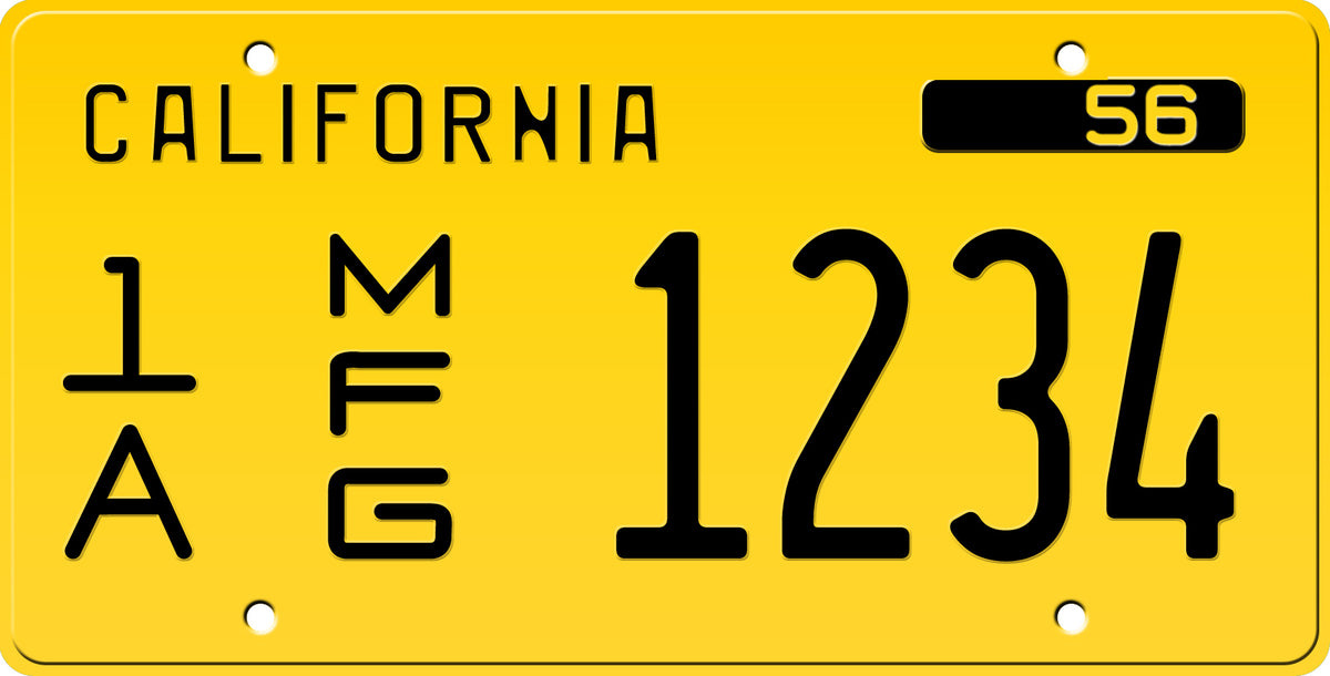 1957 CALIFORNIA MFG (MANUFACTURER) LICENSE PLATE 6"x12" (156.5mm x 305