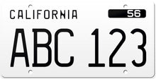 Cargar imagen en el visor de la galería, 1956 California License Plate - White License Plate with Black Text