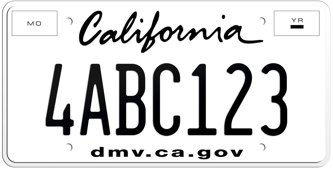 2011-2022 CALIFORNIA LICENSE PLATE DMV.CA.GOV - WHITE WITH BLACK TEXT 6