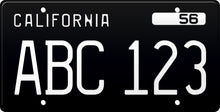 Kép betöltése a galériamegjelenítőbe: 1956 California License Plate - Black License Plate with White Text