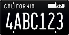 Load image into Gallery viewer, 1957 California License Plate - Black License Plate with White Text
