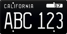 Načítať obrázok do prehliadača galérie, 1957 California License Plate - Black License Plate with White Text