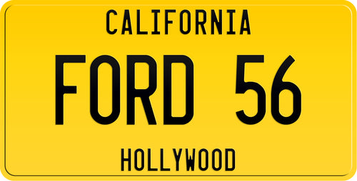 CALIFORNIA YELLOW LICENSE PLATE IN TWO LINES