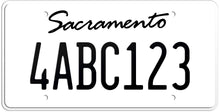 Load image into Gallery viewer, CALIFORNIA WHITE LICENSE PLATE - SACRAMENTO SHOW PLATE