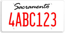 Load image into Gallery viewer, CALIFORNIA WHITE LICENSE PLATE - SACRAMENTO SHOW PLATE