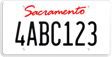 Load image into Gallery viewer, CALIFORNIA WHITE LICENSE PLATE - SACRAMENTO SHOW PLATE