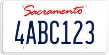 Load image into Gallery viewer, CALIFORNIA WHITE LICENSE PLATE - SACRAMENTO SHOW PLATE
