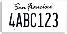 Load image into Gallery viewer, CALIFORNIA WHITE LICENSE PLATE - SAN FRANCISCO SHOW PLATE