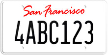 Load image into Gallery viewer, CALIFORNIA WHITE LICENSE PLATE - SAN FRANCISCO SHOW PLATE