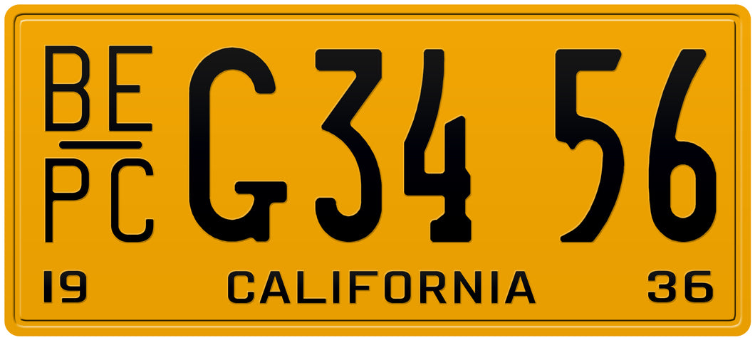 1936 CALIFORNIA COMMERCIAL LICENSE PLATE / BE PC 6
