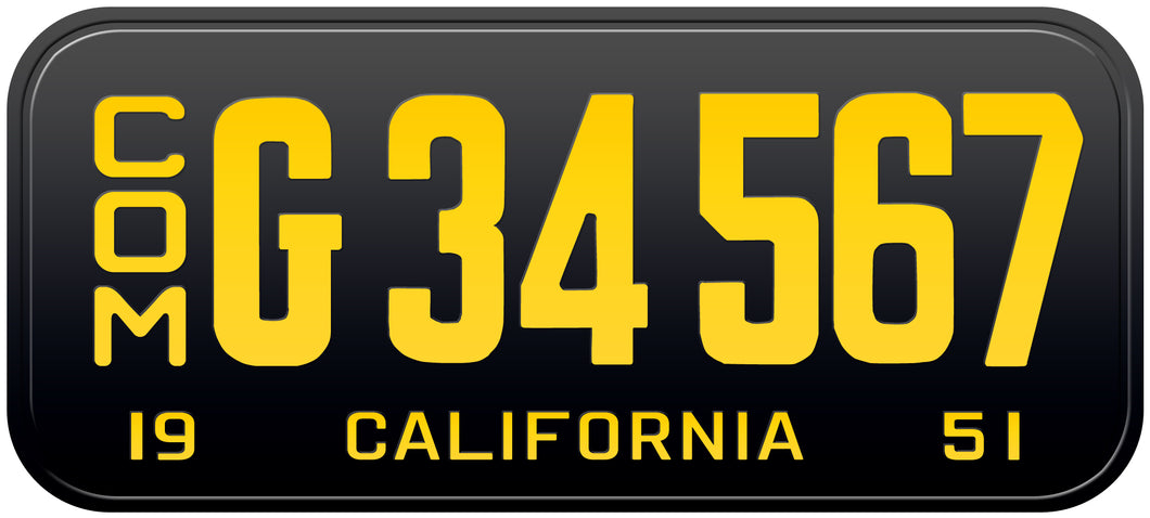 1951 CALIFORNIA COMMERCIAL LICENSE PLATE / COM 6