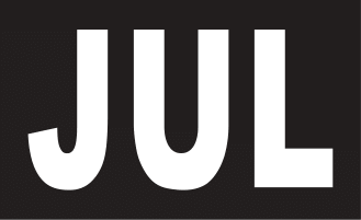 MONTH JULY / JUL STICKER ON CALIFORNIA LICENSE PLATE BLACK AND WHITE