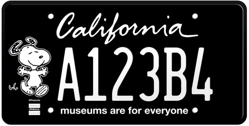 California Museums Are For Everyone License Plate - Black License Plate with White Text B