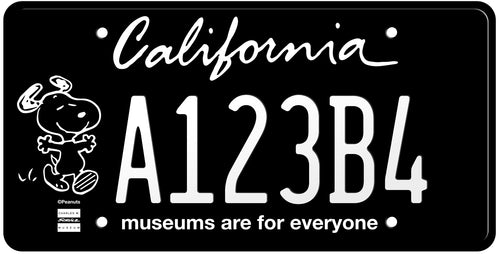 California Museums Are For Everyone License Plate - Black License Plate with White Text