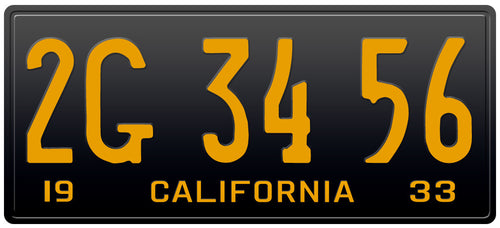 1933 CALIFORNIA LICENSE PLATE