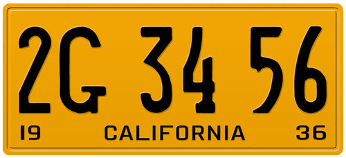 1936 CALIFORNIA LICENSE PLATE