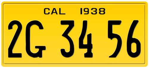 1938 CALIFORNIA LICENSE PLATE