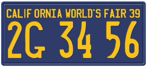 1939 CALIFORNIA LICENSE PLATE