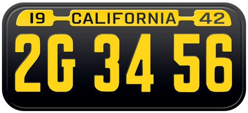 1942 CALIFORNIA LICENSE PLATE