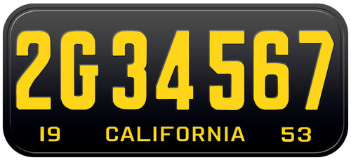 1953 CALIFORNIA LICENSE PLATE