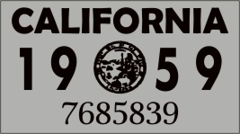 1959 YEAR STICKER ON CALIFORNIA LICENSE PLATE