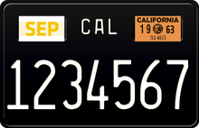 Load image into Gallery viewer, 1963 California Motorcycle License Plate - Black License Plate with White Text

