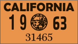 1963 YEAR STICKER ON CALIFORNIA LICENSE PLATE