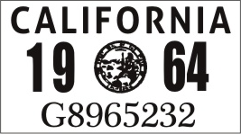 1964 YEAR STICKER ON CALIFORNIA LICENSE PLATE