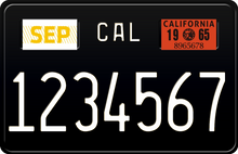 Load image into Gallery viewer, 1965 California Motorcycle License Plate - Black License Plate with White Text
