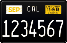 Load image into Gallery viewer, 1966 California Motorcycle License Plate - Black License Plate with White Text
