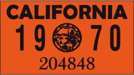 1970 YEAR STICKER ON CALIFORNIA LICENSE PLATE