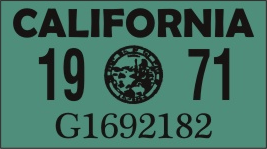 1971 YEAR STICKER ON CALIFORNIA LICENSE PLATE