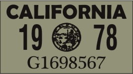 1978 YEAR STICKER ON CALIFORNIA LICENSE PLATE