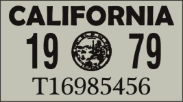 1979 YEAR STICKER ON CALIFORNIA LICENSE PLATE