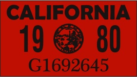 1980 YEAR STICKER ON CALIFORNIA LICENSE PLATE