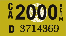 2000 YEAR STICKER ON CALIFORNIA LICENSE PLATE