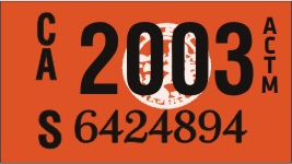 2003 YEAR STICKER ON CALIFORNIA LICENSE PLATE