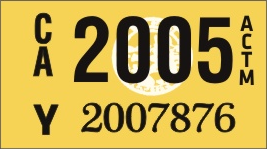 2005 YEAR STICKER ON CALIFORNIA LICENSE PLATE